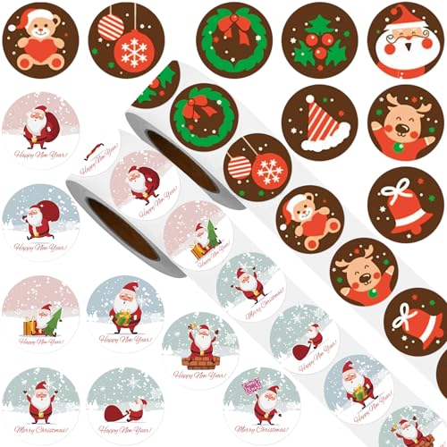 Aufkleber Weihnachten, 1000 Stück Weihnachtssticker, Weihnachtsaufkleber, Sticker Weihnachten, Weihnachtsaufkleber Selbstklebend, Frohe Weihnachten Aufkleber für Weihnachtskarten Geschenkverpackung von Mecctuck