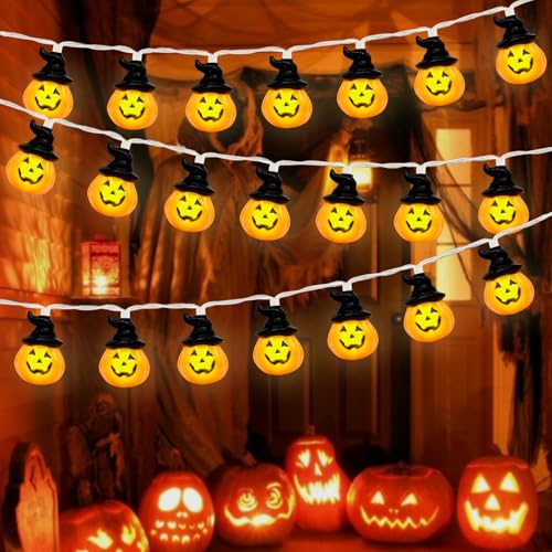 Halloween Lichterkette, 300cm * 20 LEDs Halloween Deko Lichterkette, Halloween Kürbis Deko Lichterkette, Warmes Licht, Halloween Wasserdichte Lichtkette für Innen und Außen Halloween Party Garten Deko von Mecctuck