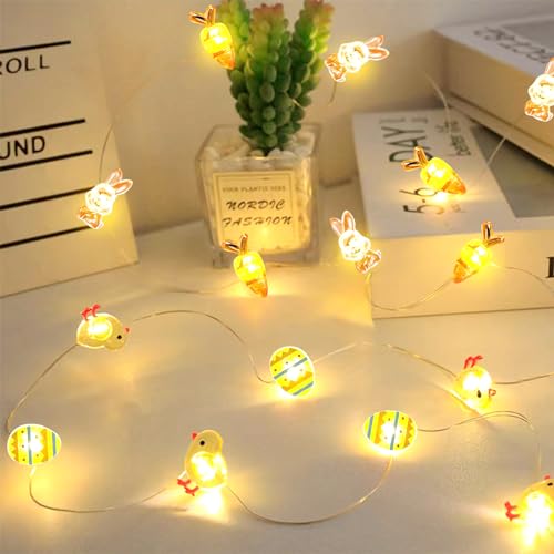 Lichterkette Ostern,Osterdeko,4M LED Lichterkette,Ostern Dekoration String Lights,Warmweiß Osterküken Lichterkette,LED Lichterkette für Frühling Ostern Indoor Outdoor Home Party Tisch Baumdekoration von Mecctuck