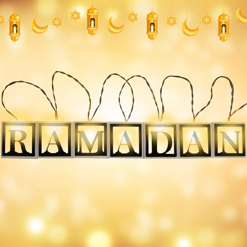 Ramadan Deko, Ramadan Lichterkette, LED Ramadan Lichterkette, 130CM Lichterketten, Eid Mubarak Lichterketten, Eid Mubarak Dekoration Warmweiß LEDs Nachtlichter für Indoor Outdoor Garten Kareem Party von Mecctuck