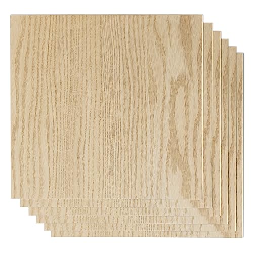 MechKit 6 Stück Unbehandeltes Holz, 3mm Dicke 12" x 12" Sperrholzplatten CNC Schneiden Bastelholz für DIY Holzarbeiten, Laserbearbeitung, Brandmalerei, Modellbau, Geschenke, Gemälde(Roteiche) von MechKit