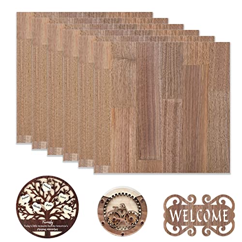 MechKit 6 Stück Unbehandeltes Holz, 3mm Dicke 12" x 12" schwarze Walnuss CNC Schneiden Bastelholz für DIY Holzarbeiten, Laserbearbeitung, Brandmalerei, Modellbau, Geschenke, Gemälde（Spleißen Walnuss） von MechKit