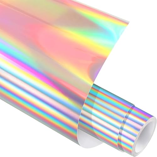 MechKit Glitzer Plotterfolie Textil Holografischer Regenbogen, 30,5 x 152,5 cm HTV Vinylrolle, Flexfolie Plotter Textil Wärmetransfer Vinyl für Kleidung, Mützen, Hosen, Andere Stoffe von MechKit