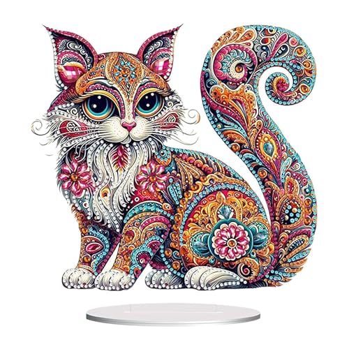 Mecmbj diamond painting aufsteller, diamond painting tischdeko, 5D Diamond Painting Aufsteller, Diamant malerei Esstisch Dekorations Kunst set, Desktop Dekoration für Familie Deko (Katze) von Mecmbj