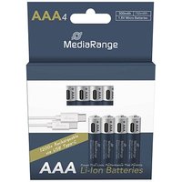 4 MediaRange USB-Akkus mit Ladekabel Mignon AAA 500 mAh von MediaRange