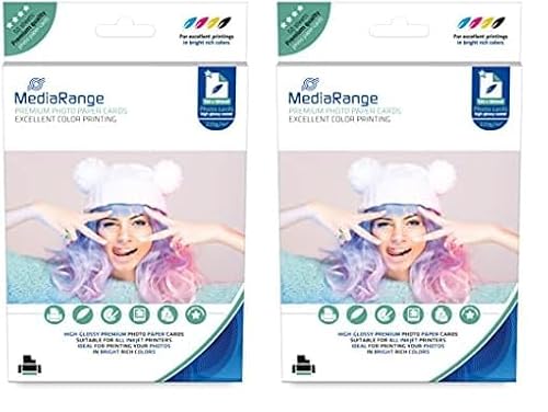 MediaRange 130x180mm Fotopapier-Karten, hochglänzend, 220g, 50 Blatt (Packung mit 2) von MediaRange