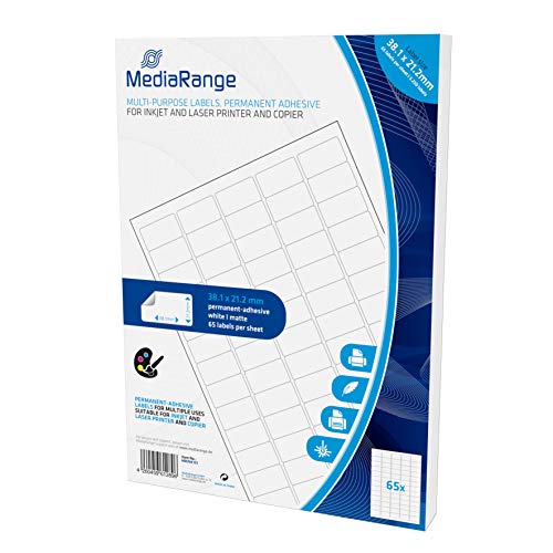 MediaRange Universal-Etiketten, stark haftend, 38.1x21.2mm, weiß, 3.250 Etiketten von MediaRange