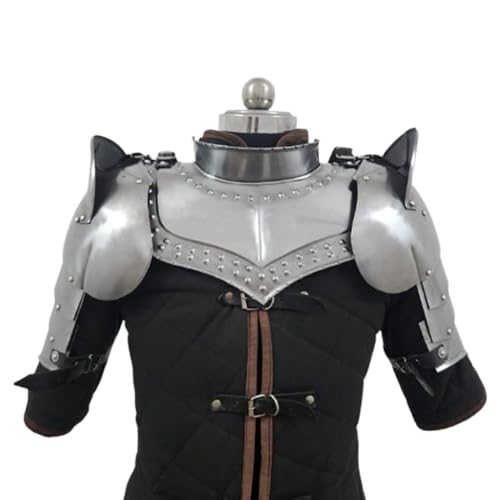 Mittelalterliche Eisenrüstung Gorget Set mit Schulterschutz Schulterschutz Spaulders Arm Schulter SetSilber, Stahl-Finish., Erwachsene, Stahl-Finish., Adult von Medieval Armour