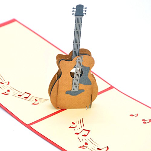 Medigy 3D POP UP Grußkarte Handgemacht Segen Papier Klappkarten Business Geschenkkarte Glückwunschkarten,Gitarre von Medigy