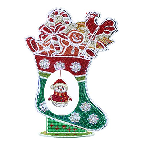 Meecaa Erwachsene Kinder Diamond Painting Kit Diamant Kunst Malerei Zahlen, Schneemann Weihnachtsmann Hirsch Leuchtende Desktop Ornamente Erwachsene Home Office Dekoration DIY Kit (Weihnachtssocken) von Meecaa