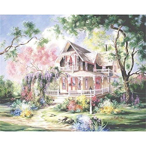 Meecaa Malen nach Zahlen Hauslandschaft Villa Garten Kit für Erwachsene Anfänger DIY Ölgemälde 40,6 x 50,8 cm (Haus, kein Rahmen) von Meecaa