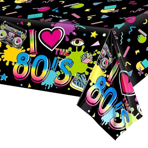 80er Jahre Party Tischdecke 80er Themen Tischdecke Party Dekorationen 130 x 220CM 80er Geburtstags Party Tischdecke für 1980er Jahre Hip Hop Themen Party Deko von Meet-shop