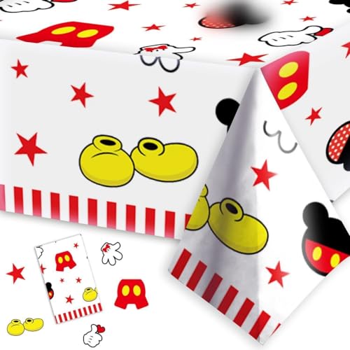 Maus Tischdecken,Mouse Party Tablecloth 130 * 220cm Cake Table Decoration Background Disposable Tablecloth für Junge Girls Birthday Party Decoration Accessories von Meet-shop