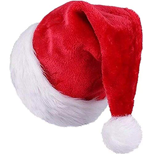 Meet-shop Weihnachtsmütze,Nikolausmütze Mütze Weihnachten Erwachsene Kinder Dicker Plüsch Santa Hat von Meet-shop