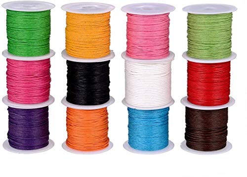 Polyester Schnur,Schmuckbänder 12 Rolls 10m Ø 1mm Mehrfarbig Gewachste Baumwollschnur für Schmuckherstellung DIY Handwerk Machen Halskette Armband Bastelarbeiten von Meet-shop