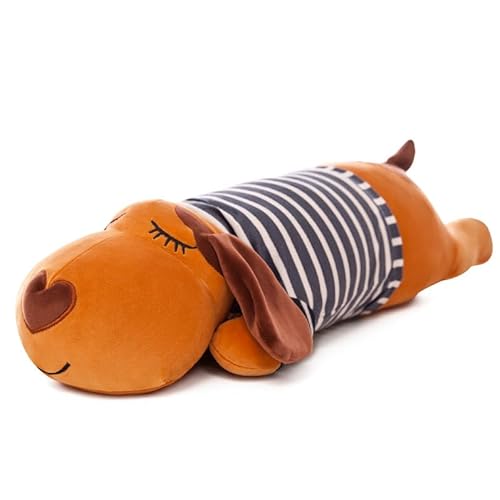 Kawaii Hund Plüschtier Niedliches gestreiftes Hundeschlafkissen Stofftier Puppe Zimmer Dekor für Kinder/Mädchen/Paare Geschenk Blaue Kleidung-02 120cm von Meetiger