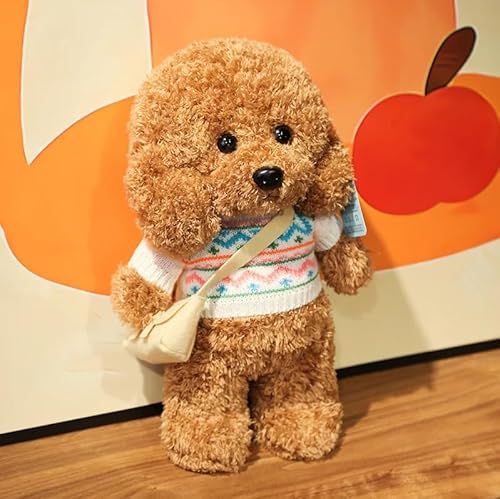 Meetiger Schöne Simulation Teddy Plüsch Spielzeug Niedliches Kleid Kleidung Teddy Hund Ausgestopft Reallife Haustier Puppe für Kinder Mädchen Geburtstagsgeschenk 28cm Burgund von Meetiger