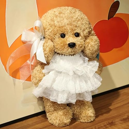 Meetiger Schöne Simulation Teddy Plüsch Spielzeug Niedliches Kleid Kleidung Teddy Hund Ausgestopft Reallife Haustier Puppe für Kinder Mädchen Geburtstagsgeschenk 28cm Dunkelgrau von Meetiger