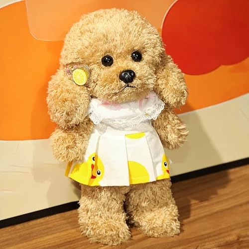 Meetiger Schöne Simulation Teddy Plüsch Spielzeug Niedliches Kleid Kleidung Teddy Hund Ausgestopft Reallife Haustier Puppe für Kinder Mädchen Geburtstagsgeschenk 28cm Khaki von Meetiger