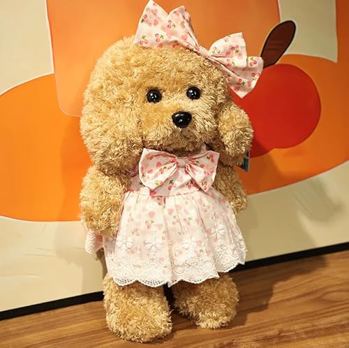 Meetiger Schöne Simulation Teddy Plüsch Spielzeug Niedliches Kleid Kleidung Teddy Hund Ausgestopft Reallife Haustier Puppe für Kinder Mädchen Geburtstagsgeschenk 28cm Klar von Meetiger