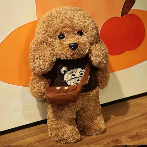 Meetiger Schöne Simulation Teddy Plüsch Spielzeug Niedliches Kleid Kleidung Teddy Hund Ausgestopft Reallife Haustier Puppe für Kinder Mädchen Geburtstagsgeschenk 28cm Orange von Meetiger