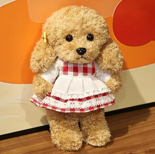 Meetiger Schöne Simulation Teddy Plüsch Spielzeug Niedliches Kleid Kleidung Teddy Hund Ausgestopft Reallife Haustier Puppe für Kinder Mädchen Geburtstagsgeschenk 28cm Pflaume von Meetiger