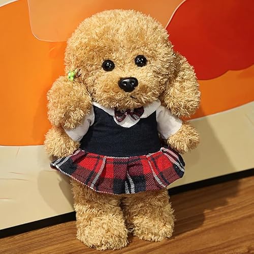 Meetiger Schöne Simulation Teddy Plüsch Spielzeug Niedliches Kleid Kleidung Teddy Hund Ausgestopft Reallife Haustier Puppe für Kinder Mädchen Geburtstagsgeschenk 28cm Schokoladenfarbe von Meetiger