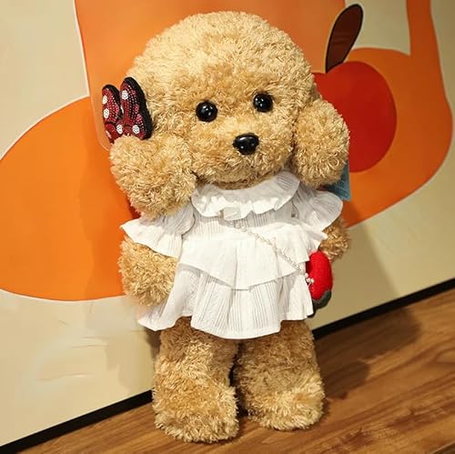 Meetiger Schöne Simulation Teddy Plüsch Spielzeug Niedliches Kleid Kleidung Teddy Hund Ausgestopft Reallife Haustier Puppe für Kinder Mädchen Geburtstagsgeschenk 28cm Tiefblau von Meetiger