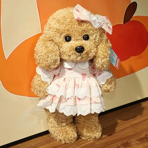 Meetiger Schöne Simulation Teddy Plüsch Spielzeug Niedliches Kleid Kleidung Teddy Hund Ausgestopft Reallife Haustier Puppe für Kinder Mädchen Geburtstagsgeschenk 28cm dunkel Khaki von Meetiger