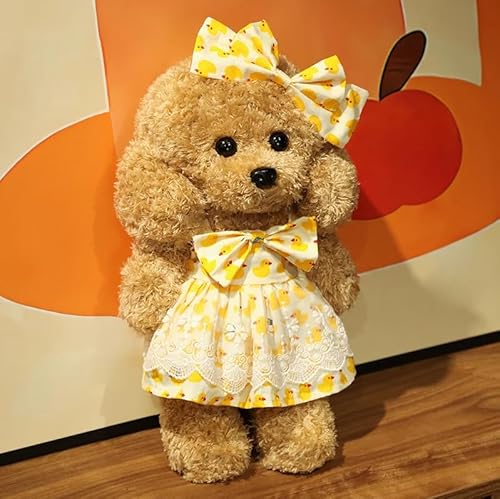 Meetiger Schöne Simulation Teddy Plüsch Spielzeug Niedliches Kleid Kleidung Teddy Hund Ausgestopft Reallife Haustier Puppe für Kinder Mädchen Geburtstagsgeschenk 28cm hellgelb von Meetiger