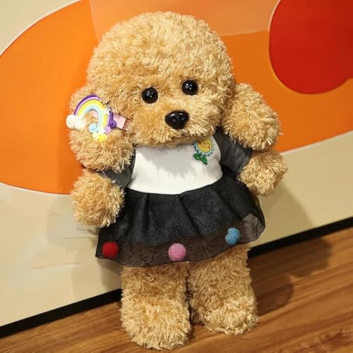 Meetiger Schöne Simulation Teddy Plüsch Spielzeug Niedliches Kleid Kleidung Teddy Hund Ausgestopft Reallife Haustier Puppe für Kinder Mädchen Geburtstagsgeschenk 28cm hellgrau von Meetiger