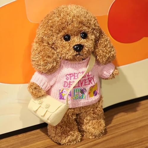 Meetiger Schöne Simulation Teddy Plüsch Spielzeug Niedliches Kleid Kleidung Teddy Hund Ausgestopft Reallife Haustier Puppe für Kinder Mädchen Geburtstagsgeschenk 28cm kastanienbraun von Meetiger