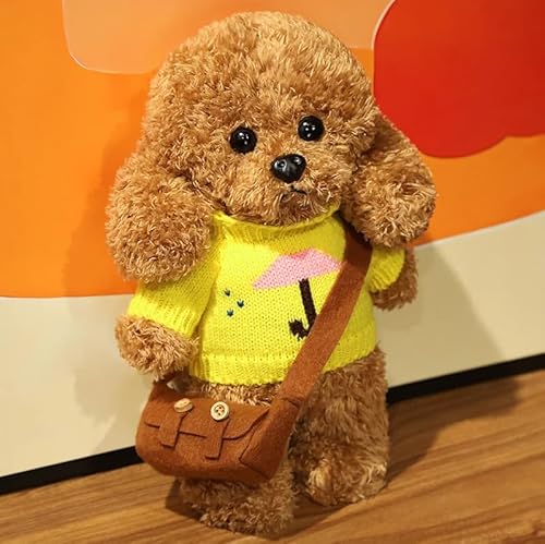 Meetiger Schöne Simulation Teddy Plüsch Spielzeug Niedliches Kleid Kleidung Teddy Hund Ausgestopft Reallife Haustier Puppe für Kinder Mädchen Geburtstagsgeschenk 28cm lila von Meetiger