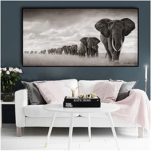 5D Diamond Painting Set,DIY Full Drill Diamant Painting Bilder Groß,Cross Stickerei Malerei Kits für Erwachsene,Kristall Leinwand Kunst und Handwerk Malerei,Home Wand Décor-Elefant,60x120cm von Mefooge