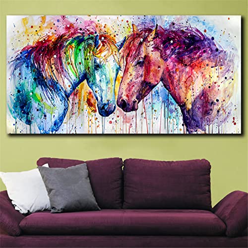 5D Diamond Painting Set,DIY Full Drill Diamant Painting Bilder Groß,Cross Stickerei Malerei Kits für Erwachsene,Kristall Leinwand Kunst und Handwerk Malerei,Home Wand Décor-Pferd,Square Drill,60x120cm von Mefooge