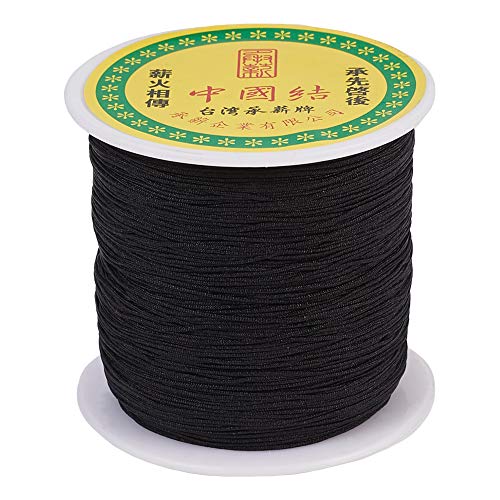 127 Meter schwarze Nylon-Perlenschnur, 0,5 mm, chinesische Knotenschnur, geflochtene Nylonfadendrähte für Kumihimo, Knoten, Wickeln, Perlen, Makramee, Armband, Schmuckherstellung von Mega Pet