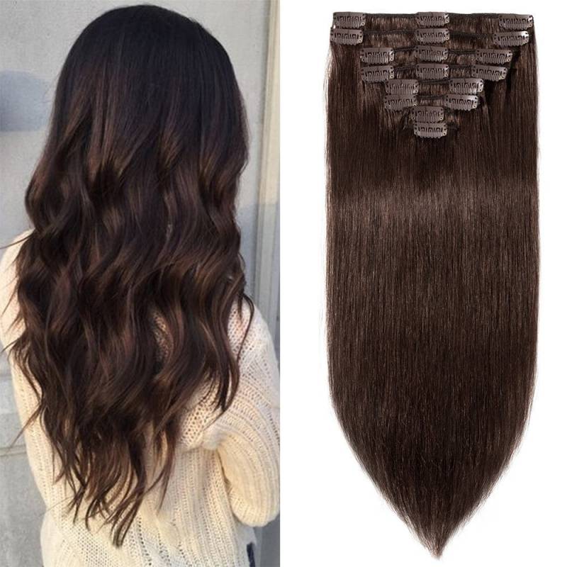 14Inch -24Inch" Menschliche Haarspange-In Haarspangen Col 2 - Dunkelbraun von MegaBeautyCo