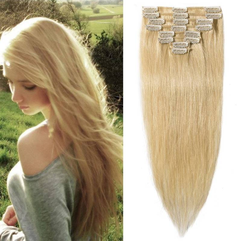 14Inch -24Inch" Menschliche Haarspange-In Haarverlängerungen Col 613 - Bleich Blond von MegaBeautyCo