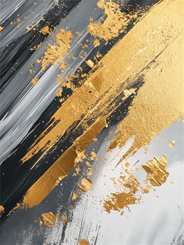 Abstrakt Malen Nach Zahlen Erwachsene, Malen Nach Zahlen Gold, DIY Handgemalt Ölgemälde Leinwand Set für Anfänger Kinder Inklusive Pinsel und Acrylfarben, 5 6 7 8 9 Jahre Mädchen 60x90cm, Ohne Rahmen von Meiaiao