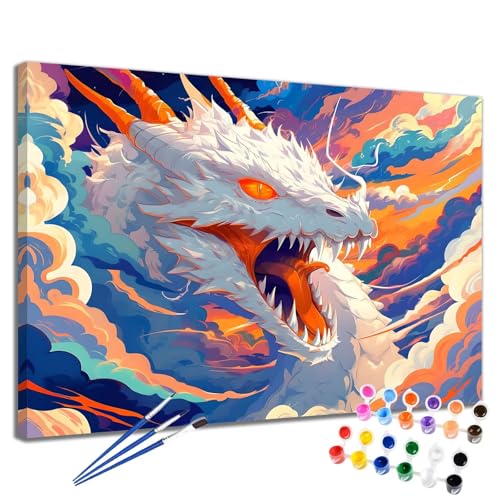 Abstrakt Malen Nach Zahlen Erwachsene Drachen Malen Nach Zahlen Kinder ab 7 8 9 10 Jahre Mädchen DIY Handgemalt Ölgemälde Komplett Leinwand Kit, Erwachsene Kreativ Home Decor Geschenk 40x50 cm 2W-71 von Meiaiao