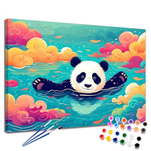 Abstrakt Malen Nach Zahlen Erwachsene Panda Malen Nach Zahlen Kinder ab 7 8 9 10 Jahre Mädchen DIY Handgemalt Ölgemälde Komplettset Leinwand Kit, Erwachsene Kreativ Home Decor Geschenk 40x50 cm 2W-45 von Meiaiao