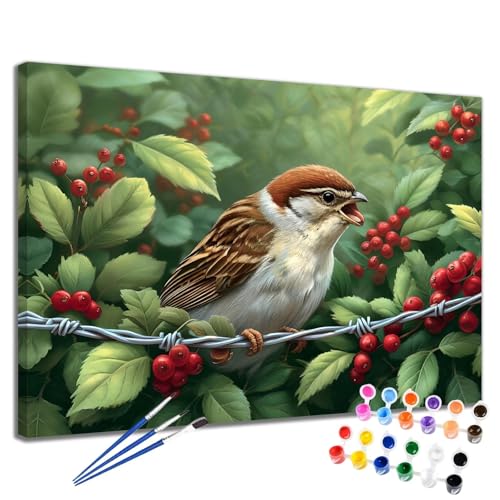 Bird Malen Nach Zahlen Erwachsene Landschaft Malen Nach Zahlen Kinder ab 7 8 9 10 Jahre Mädchen DIY Handgemalt Ölgemälde Komplett Leinwand Kit, Erwachsene Kreativ Home Decor Geschenk 90x120 cm 2W-78 von Meiaiao