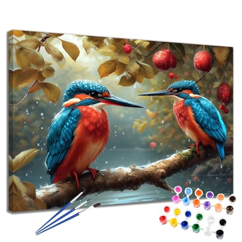 Bird Malen Nach Zahlen Erwachsene Landschaft Malen Nach Zahlen Kinder ab 7 8 9 10 Jahre Mädchen DIY Handgemalt Ölgemälde Komplett Leinwand Kit, Erwachsene Kreativ Home Decor Geschenk 90x120 cm 2W-72 von Meiaiao