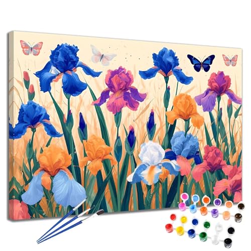 Blume Malen Nach Zahlen Erwachsene Bunt Malen Nach Zahlen Kinder ab 7 8 9 10 Jahre Mädchen DIY Handgemalt Ölgemälde Komplettset Leinwand Kit, Erwachsene Kreativ Home Decor Geschenk 40x50 cm 2W-1 von Meiaiao