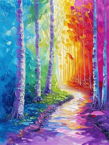 Bunt Malen Nach Zahlen Erwachsene, Malen Nach Zahlen Wald, DIY Handgemalt Ölgemälde Leinwand Set für Anfänger Kinder Inklusive Pinsel und Acrylfarben, 5 6 7 8 9 Jahre Mädchen 80x120cm, Ohne Rahmen von Meiaiao