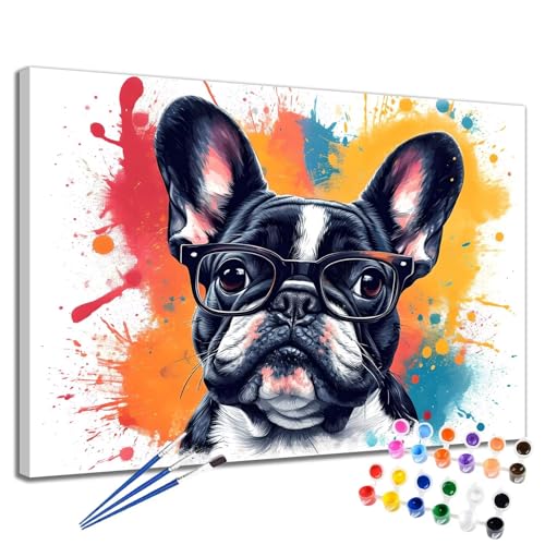 Bunt Malen Nach Zahlen Erwachsene Hund Malen Nach Zahlen Kinder ab 7 8 9 10 Jahre Mädchen DIY Handgemalt Ölgemälde Komplettset Leinwand Kit, Erwachsene Kreativ Home Decor Geschenk 60x75 cm 2W-80 von Meiaiao