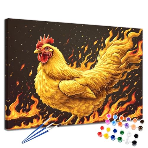 Huhn Malen Nach Zahlen Erwachsene Abstrakt Malen Nach Zahlen Kinder ab 7 8 9 10 Jahre Mädchen DIY Handgemalt Ölgemälde Komplettset Leinwand Kit, Erwachsene Kreativ Home Decor Geschenk 90x120 cm 2W-50 von Meiaiao