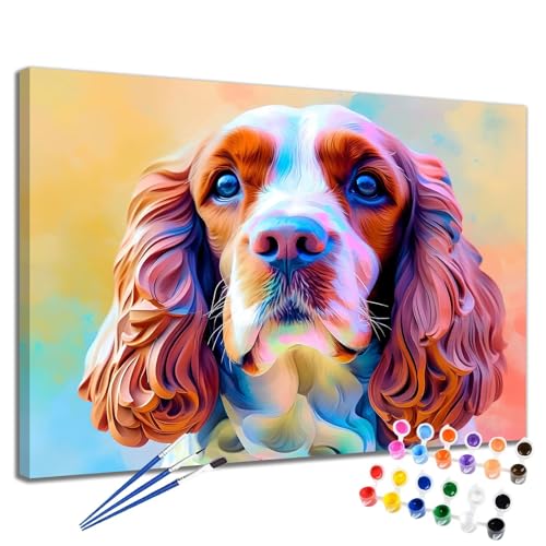 Hund Malen Nach Zahlen Erwachsene Niedlich Malen Nach Zahlen Kinder ab 7 8 9 10 Jahre Mädchen DIY Handgemalt Ölgemälde Komplettset Leinwand Kit, Erwachsene Kreativ Home Decor Geschenk 90x120 cm 2W-2 von Meiaiao