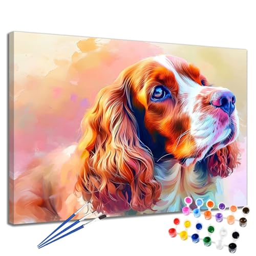 Hund Malen Nach Zahlen Erwachsene Tier Malen Nach Zahlen Kinder ab 7 8 9 10 Jahre Mädchen DIY Handgemalt Ölgemälde Komplettset Leinwand Kit, Erwachsene Kreativ Home Decor Geschenk 40x50 cm 2W-15 von Meiaiao