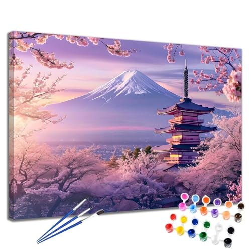 Japan Malen Nach Zahlen Erwachsene Landschaft Malen Nach Zahlen Kinder ab 7 8 9 10 Jahre Mädchen DIY Handgemalt Ölgemälde Komplett Leinwand Kit, Erwachsene Kreativ Home Decor Geschenk 40x50 cm 2W-33 von Meiaiao